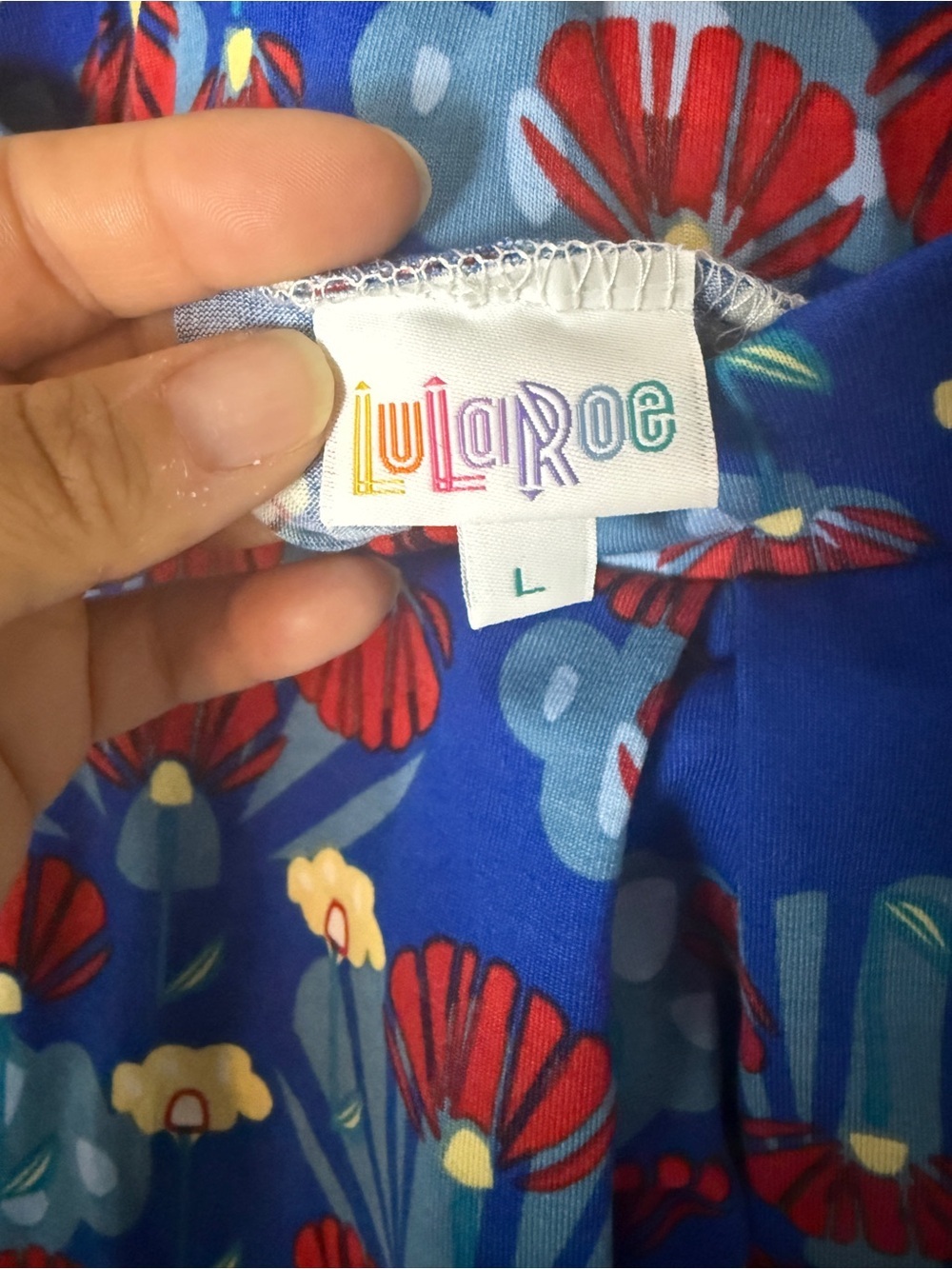 LuLaRoe Blue Floral Skirt size Large - Picture 4 of 4